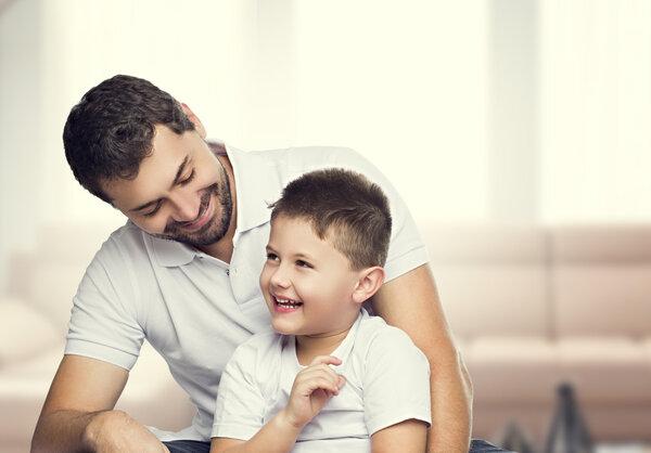 father and son posing