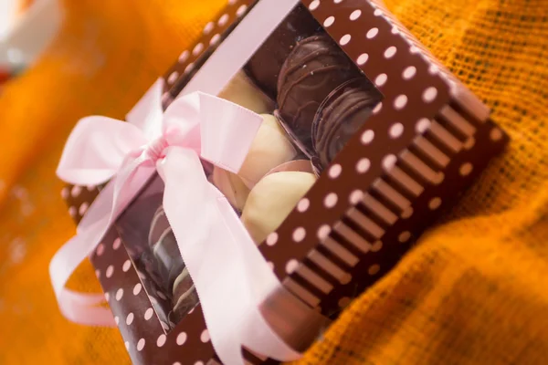 Box filled with chocolates — Stock Photo, Image