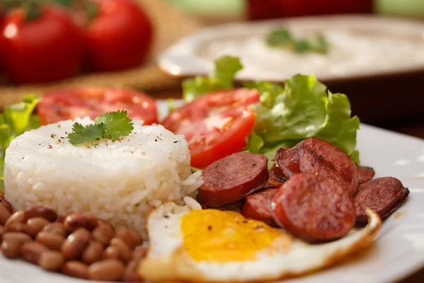 Pirinç, fasulye ve yumurta — Stok fotoğraf