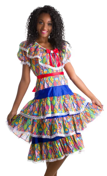 Κορίτσι, ντυμένοι με παραδοσιακές φορεσιές της Βραζιλίας — Φωτογραφία Αρχείου