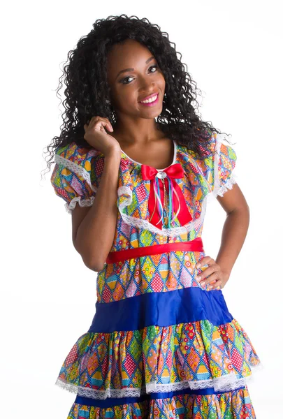 Menina vestida com traje tradicional brasileiro — Fotografia de Stock