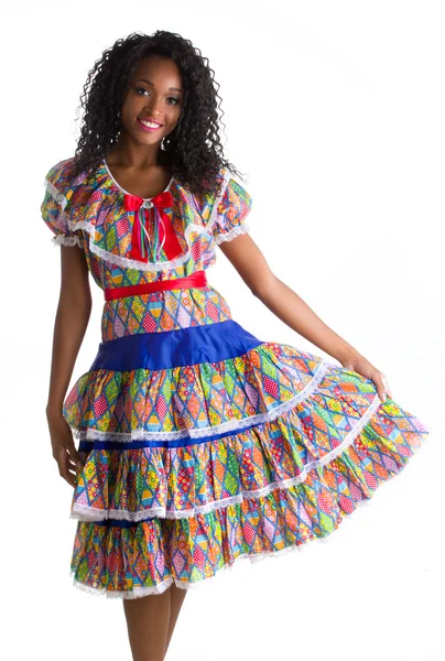 Mädchen in traditioneller brasilianischer Kleidung Stockbild