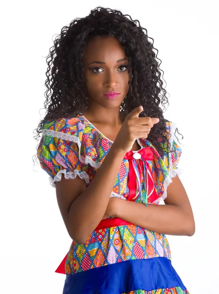 ブラジルの伝統的な衣装に身を包んだ女の子 ストックフォト