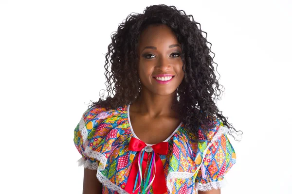 ブラジルの伝統的な衣装に身を包んだ女の子 ストック写真