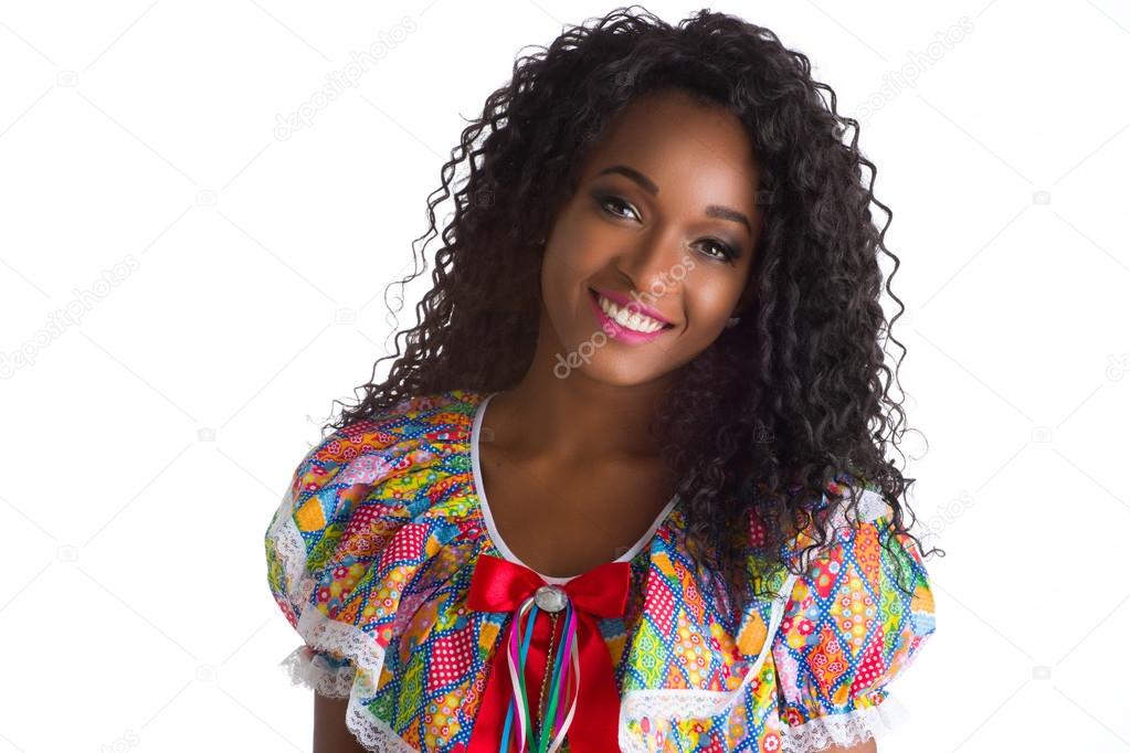 Girl dressed in traditional Brazilian costume