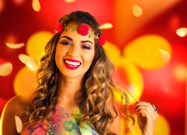 woman dressed for carnival night clipart