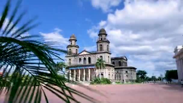 Nicarágua, a catedral de Manágua é um edifício histórico na Praça da Revolução — Vídeo de Stock