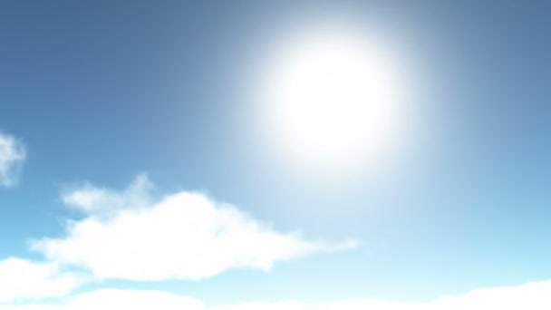 4k солнечный день, время истекает облака летят через голубое небо, исходящие от distanc — стоковое видео