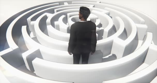 4k un uomo d'affari in piedi nel labirinto . — Video Stock