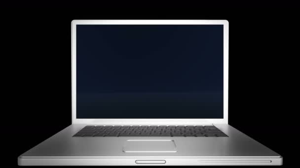 4 k のラップトップ、コンピューターのバックドア、ハッカーにドア開口部のビデオ. — ストック動画