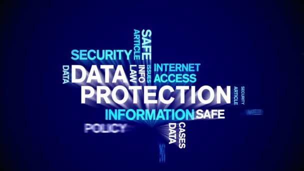 4k Data Protection Animated Tag Word Cloud,Text Design big data Animation loop. — Stock Video