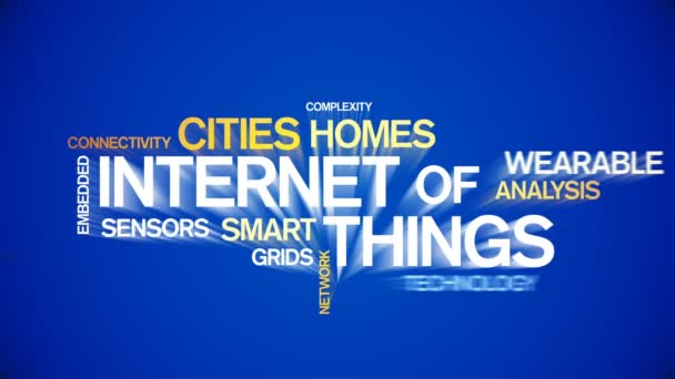 4k Internet Of Things Animated Tag Word Cloud, Animação de Design de Texto. — Vídeo de Stock