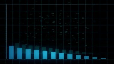 4k HUD grafiği, çubuk grafiği ok ile düşme, iş dijital eğilimi.