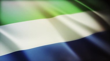 4k Sierra Leone Ulusal bayrak kırışıklıkları rüzgarsız döngü arka planında.