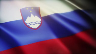 Slovenya 'nın 4k ulusal bayrağı Slovenya' nın sorunsuz arka planında kırışıyor.