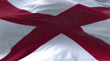 4k Alabama bayrağı, Amerika Birleşik Devletleri, kumaş dokusu döngüsü arka planı.