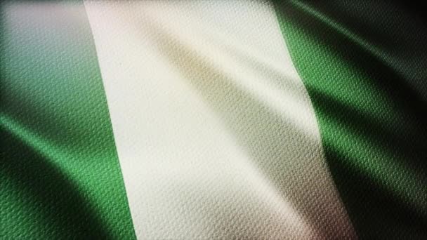 4k Nigéria Nemzeti zászló ráncok szél nigériai zökkenőmentes hurok háttér. — Stock videók
