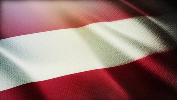 4k Austria Nationalflagge faltet Wind im österreichischen Schleifenhintergrund. — Stockvideo