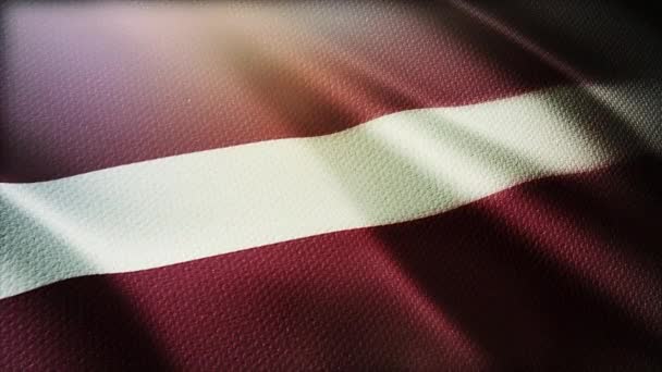 4k Latvia National flag wrinkles wind in Latvian seamless loop background. — Stock Video