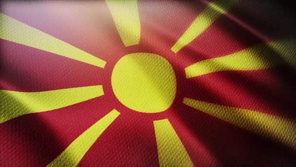 4k Macedonia Bandiera nazionale rughe vento in macedone senza soluzione di continuità loop sfondo — Video Stock