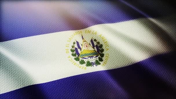 4k El Salvador National flagga rynkor vind Salvadoran sömlös loop bakgrund. — Stockvideo