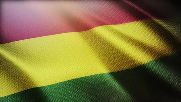 4k Bolívie Národní vlajka vrásky vítr v Bolívijské bezešvé smyčky pozadí. — Stock video