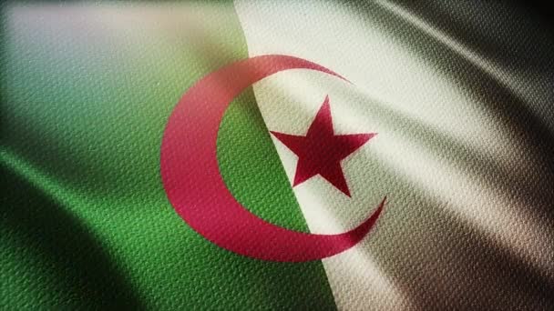 4k Algeria Bandiera nazionale rughe vento in algerino senza soluzione di continuità loop sfondo. — Video Stock