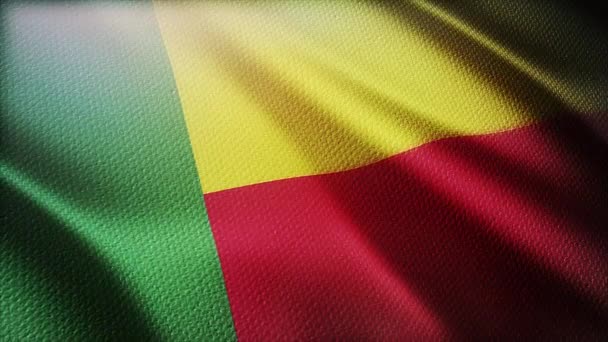 4k Benin Ulusal bayrağı pürüzsüz bir döngü içinde rüzgarı kırışıyor. — Stok video