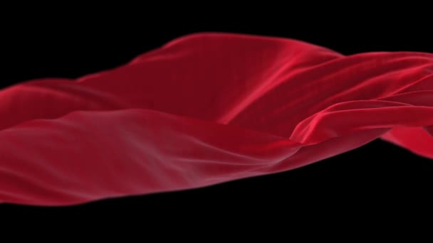 4k tissu de soie ondulé rouge dans le vent, sans couture agitant drapeau tissu boucle fond. — Video