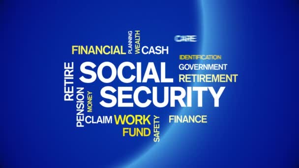 4k Social Security Animated Word Cloud, Teks Desain Animasi Tipografi Kinetik — Stok Video