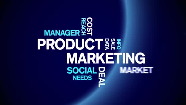 Marketing produit Animé Tag Word Cloud, Conception de texte Animation boucle transparente. — Video