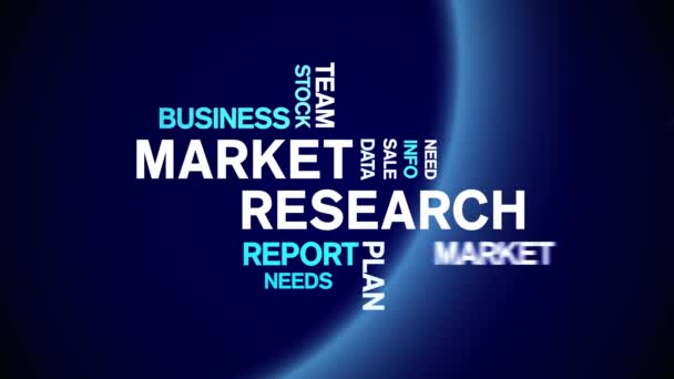 4k Market Research Animated Tag Word Cloud, Conception de texte Animation boucle transparente. — Video