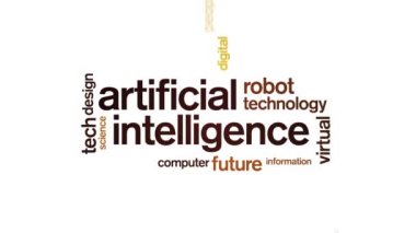 4k Yapay Zeka Canlandırılmış Etiket AI Kelime Bulutu, Metin Tasarım Canlandırması.