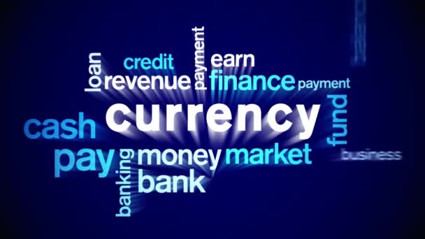 4k Currency Animated Tag Word Cloud,Text Design Animation typography loop. — Stock Video