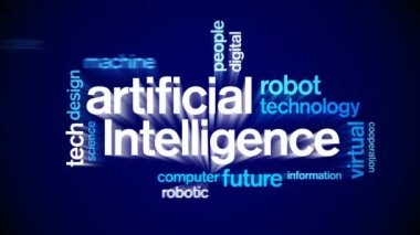 4k Yapay Zeka Canlandırılmış Etiket AI Kelime Bulutu, Metin Tasarım Canlandırması.