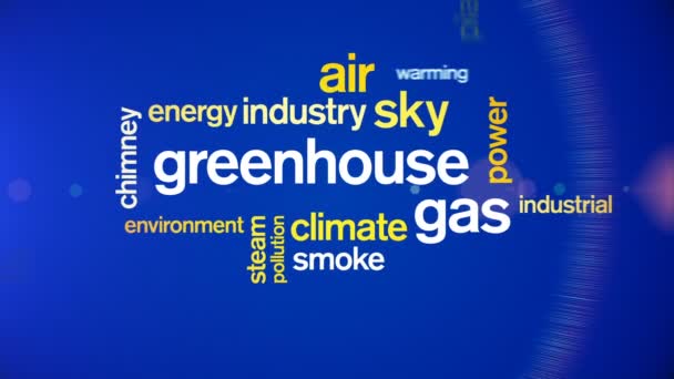 4k Greenhouse Gas Animated Tag Word Cloud, Tekstontwerp Animatie Typografie. — Stockvideo