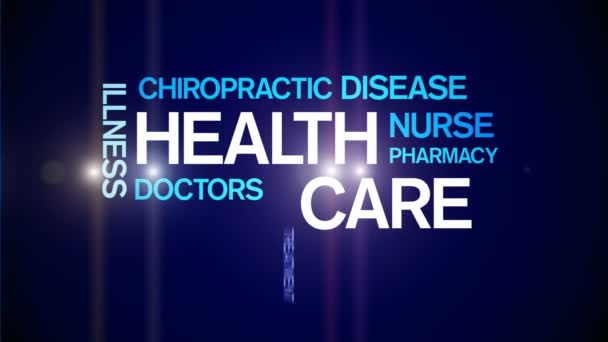 4k Health Care Animated Tag Word Cloud, Szövegtervezés Animációs tipográfia. — Stock videók