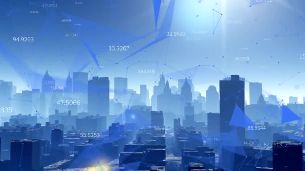 4k Big Data Digital City,Business digital Data.abstract tech lines nodes. — 비디오