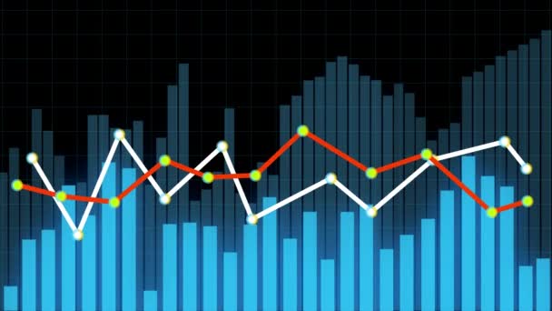 Gráfico de existencias financieras 4K, Gráfico de hud de tendencia de datos empresariales, Línea de nodo económico. — Vídeos de Stock