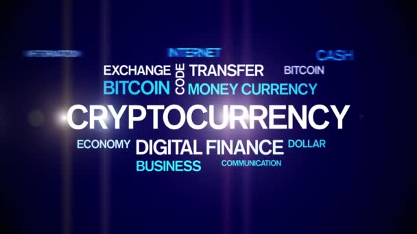 4k Cryptocurrency Animated Tag Word Cloud,Text Design Kinetic Typography loop. — Stock Video