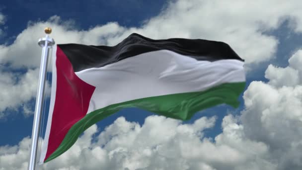 4k looping flag of Palestine waving in wind,timelapse rolling clouds background — Stock Video