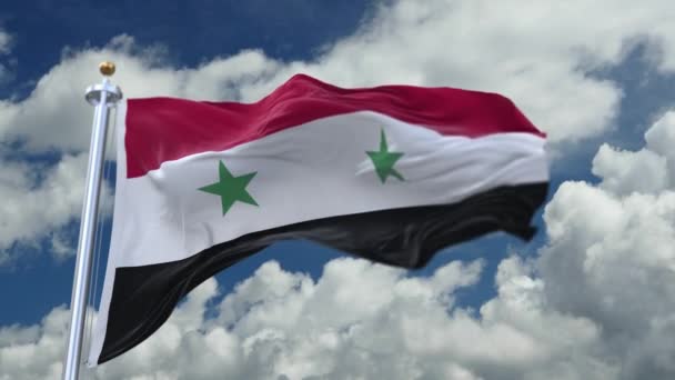 4k pętli flaga Syrii machając w wietrze, timelapse toczenia chmury tło. — Wideo stockowe