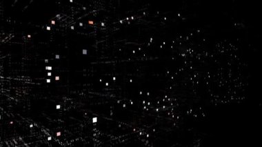 4k BITCOIN sözcüğü, Matrix ikili bilgisayar kodu metin tasarımı animasyonu.