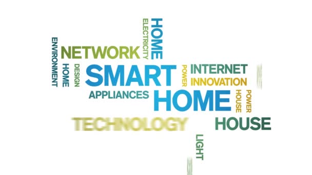 4k Smart Home Animado Tag Word Cloud, Design de texto de animação loop sem costura. — Vídeo de Stock