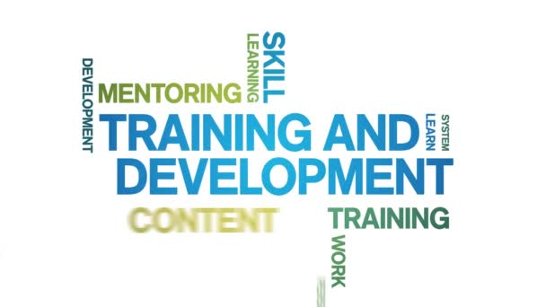 4k Training and Development Animowany Tag Word Cloud, Animacja płynna pętla. — Wideo stockowe