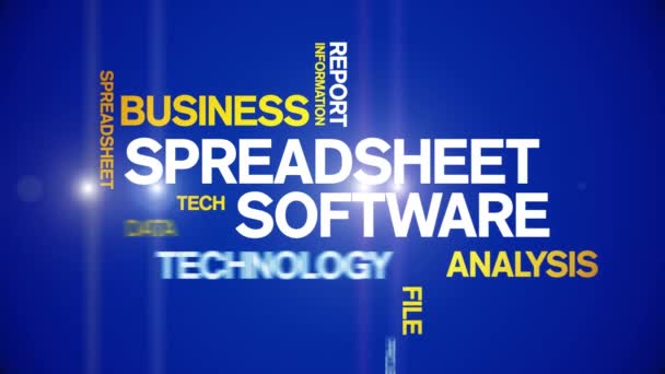 Spreadsheet Software Animated Tag Word Cloud,Text Animation seamless loop. — Stock Video