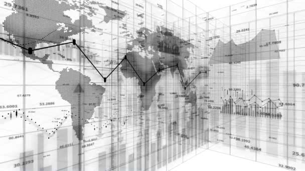 Финансовый график 4K, Business tech Data trend hud Graph, Линия экономических узлов. — стоковое видео