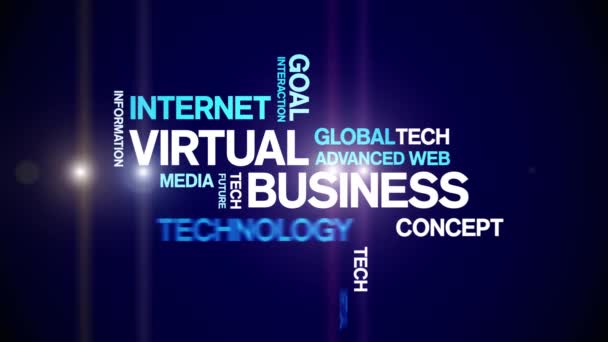 4k Virtual Business Animated Tag Word Cloud, Tekstontwerp Animatie naadloze lus — Stockvideo