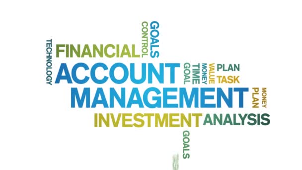 4k Account Management Animerad tagg Word Cloud, Text Animation sömlös loop. — Stockvideo