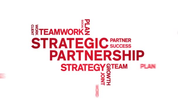 4k Strategic Partnership Animated Tag Word Cloud, loop sem costura de animação de texto. — Vídeo de Stock